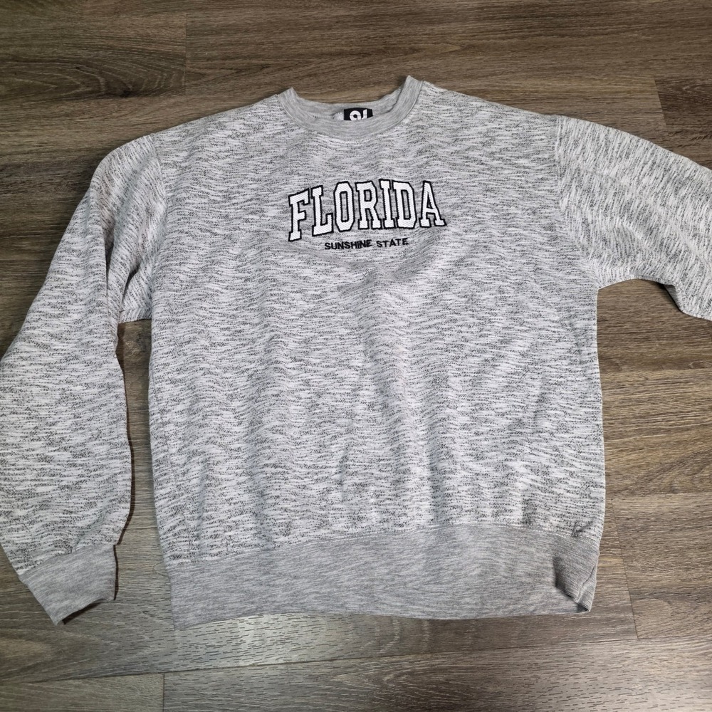A.J. Apparel Mens L‎ Sweatshirt Grey Florida Sunshine State Marled Pullover